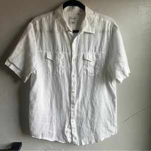 Murano 100% Linen White Button Up Coastal Old Money Sz L Lightweight